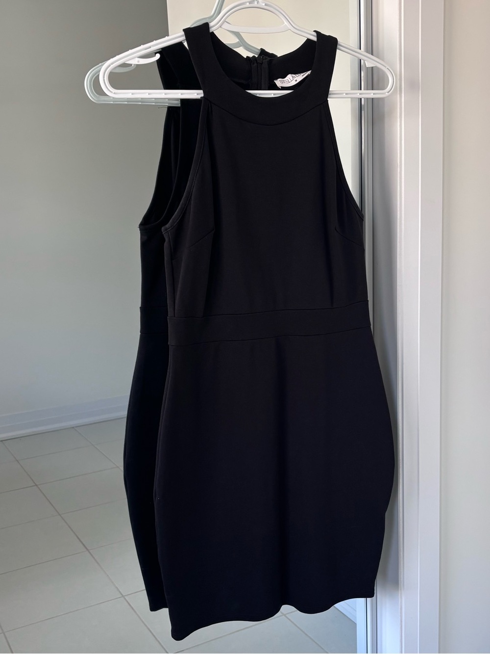 Stella Luce Black High Neck Sleeveless Mini Dress